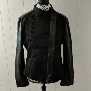BNCI By Blanc Noir Black Knit/Faux Leather Style